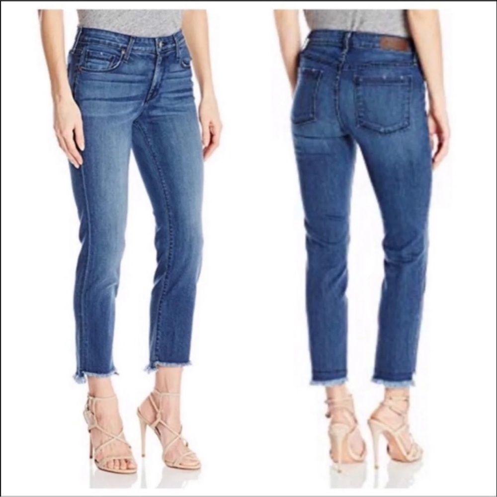 Parker Smith Blue Straight Leg Raw Hem Jeans